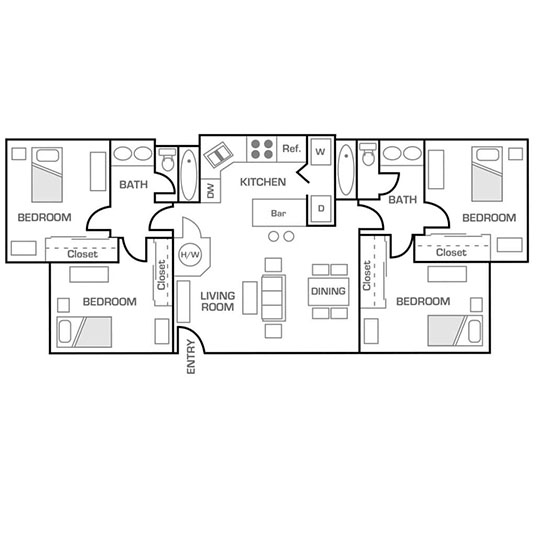 4 Bed 2 Bath Rendering